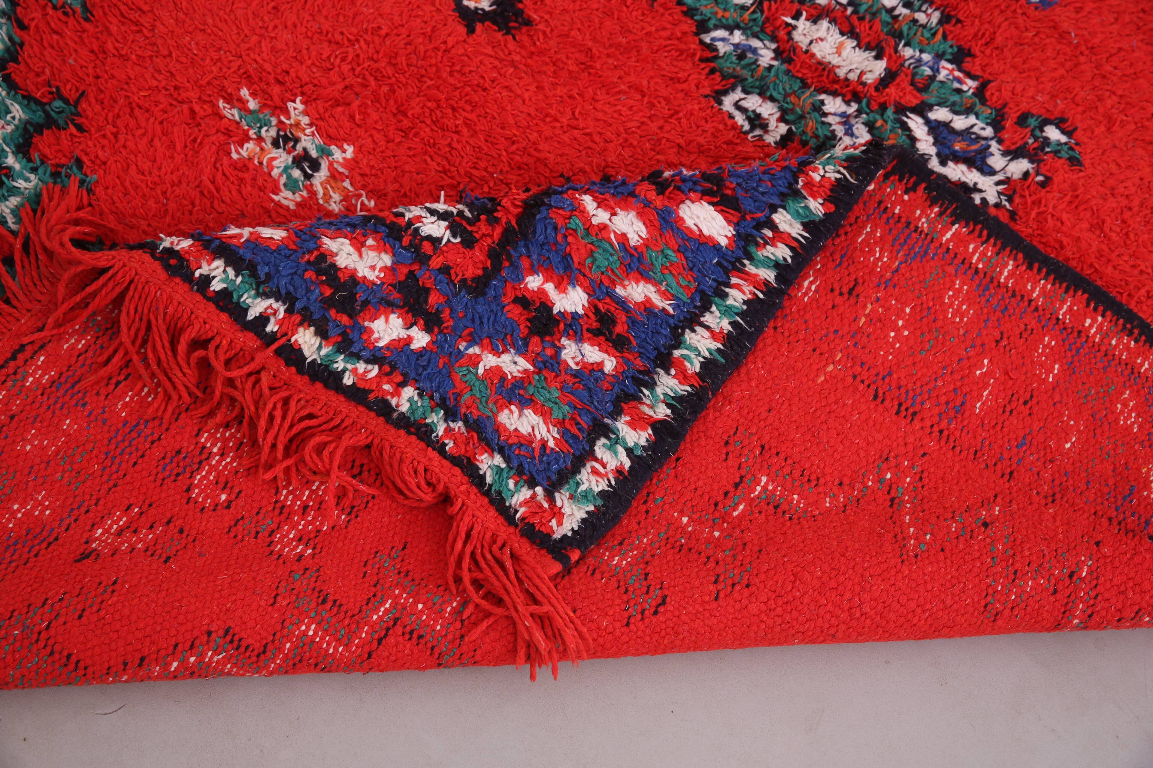 Red Vintage Moroccan Rug 167 x 190 cm - Berber Wool Rug - Handmade Rug Boho