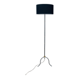1950s tripod floor lamp, brass and black metal