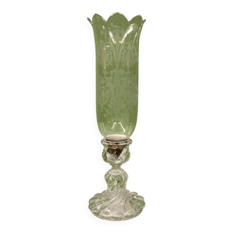 Baccarat crystal bamboo twist candle holder, signed.