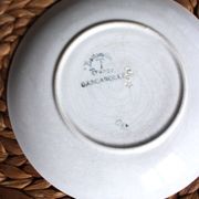 A large cup of chocolate tea, saucer Badonviller Barcarolle orange black.