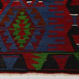5x10 Blue & Red Vintage Kilim Rug, 154x305Cm