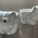 Duo of vintage pot pot dogs ceramic 70s-80s
