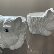 Duo of vintage pot pot dogs ceramic 70s-80s