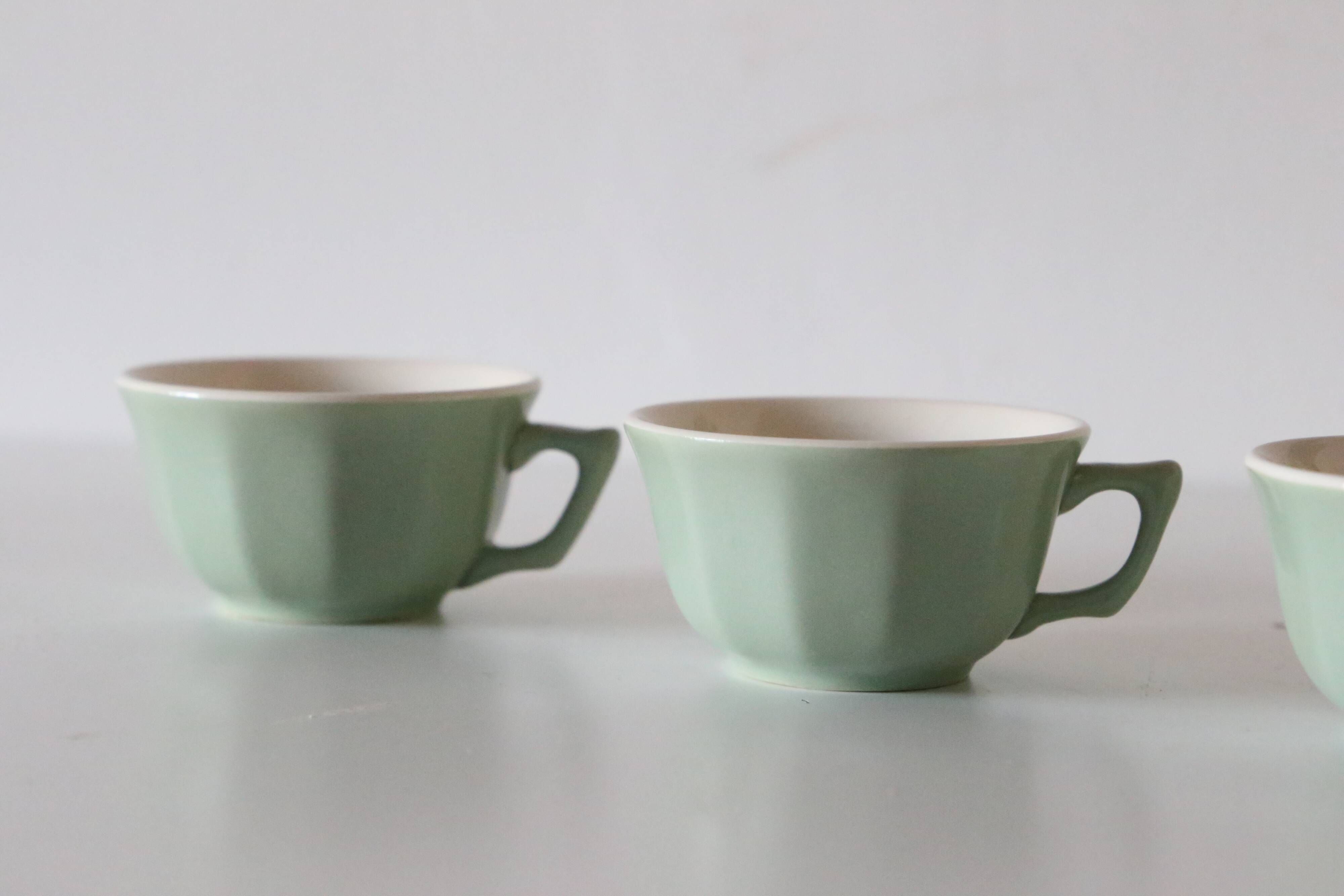 Ensemble de 4 tasses vertes et beiges Villeroy et Boch, vintage