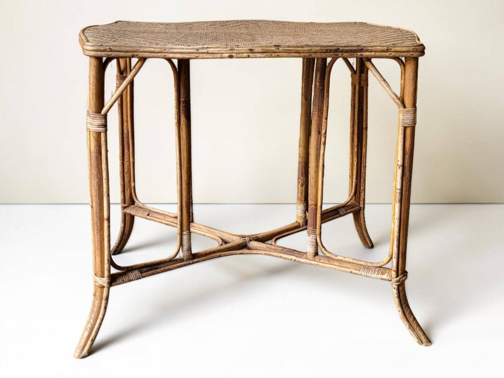 Natural rattan table, circa 1960-1970