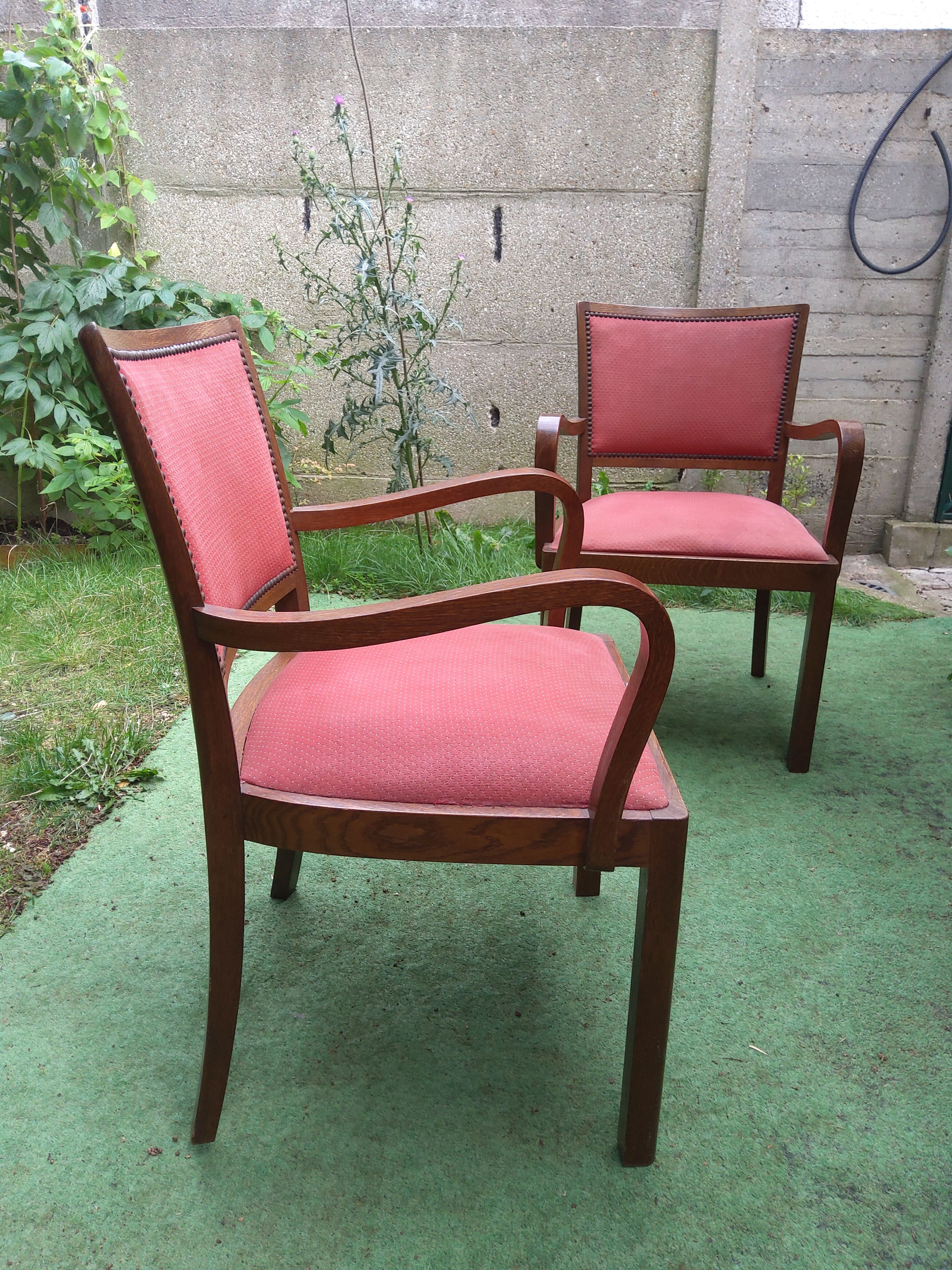 Pair of vintage bridge armchairs with vintage armrests
