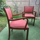 Paire de fauteuils de bridge vintage à accoudoirs vintage