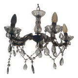 Brass chandelier with 5 branches and pendants