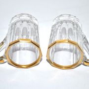 Baccarat set of 2 glasses with liquor mug in gilded cut crystal 1907 4.5cm