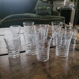 Set of 12 engraved glasses – 50s-60s