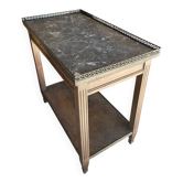 Table d’appoint vintage en bois et plateau marbré