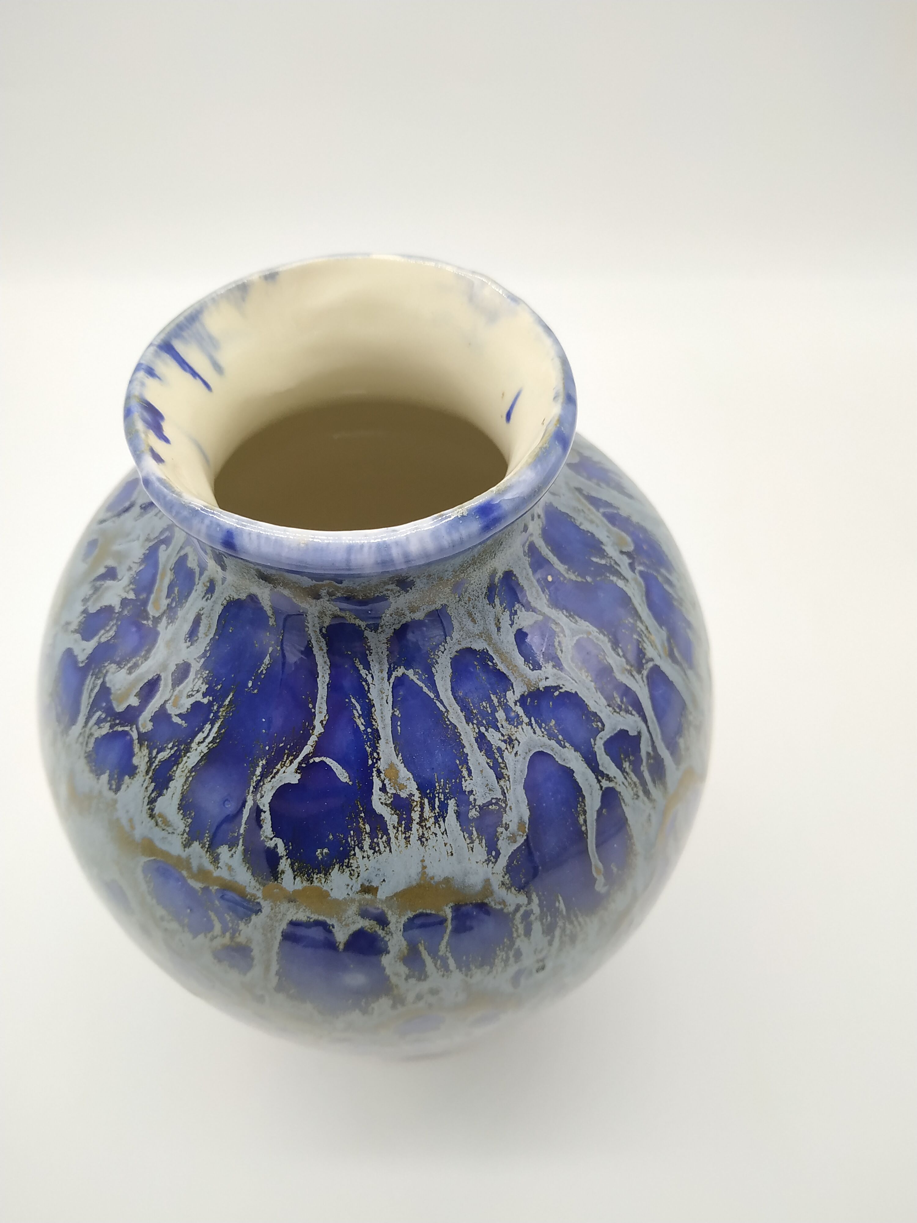 Flame blue baluster vase signed Roy