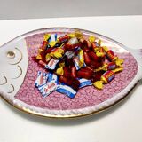 Large Ceramic Pink Fish Vide-Poche / Decorative Plate by Rometti, Italy