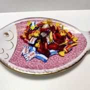 Large Ceramic Pink Fish Vide-Poche / Decorative Plate by Rometti, Italy