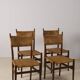 Set of 4 Italian teak and rattan dining chairs