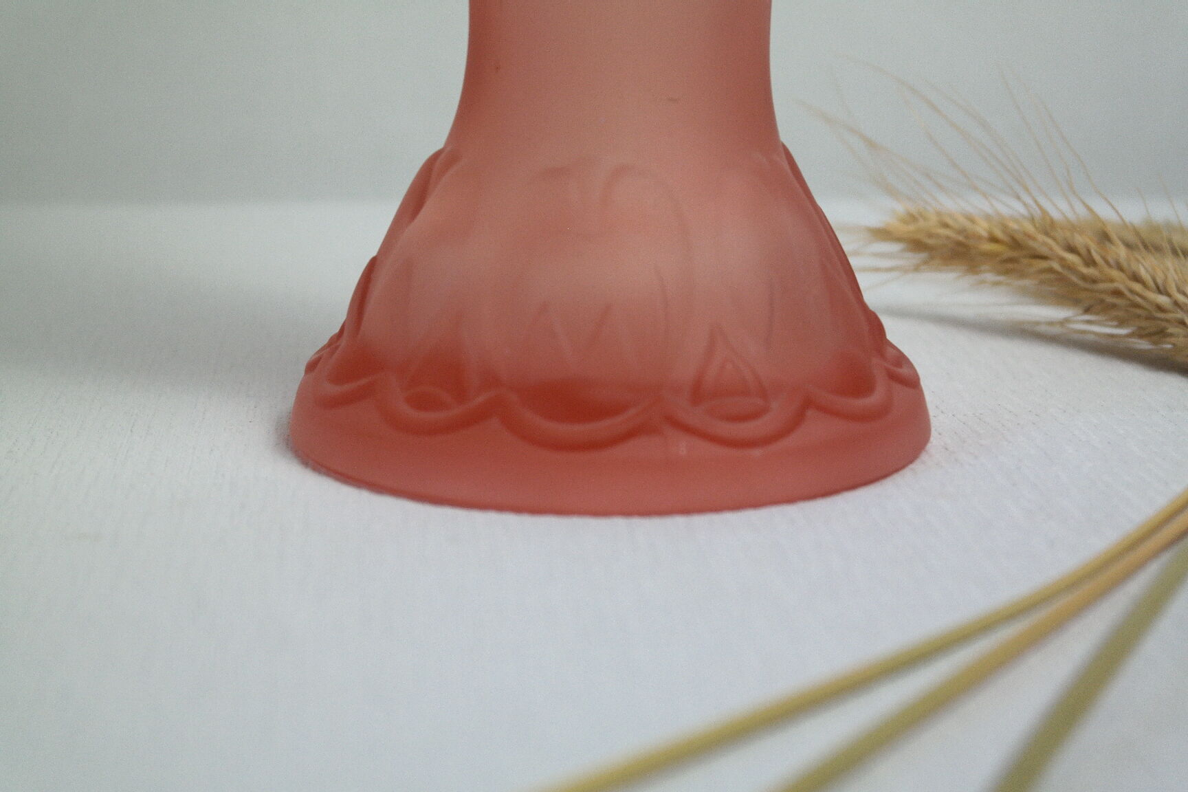 Art Deco vase, rose, hand-painted, frosted glass.