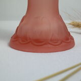 Art deco vase pink hand torch frosted glass
