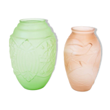 Paire de vases art decó verre moulé années 20/30