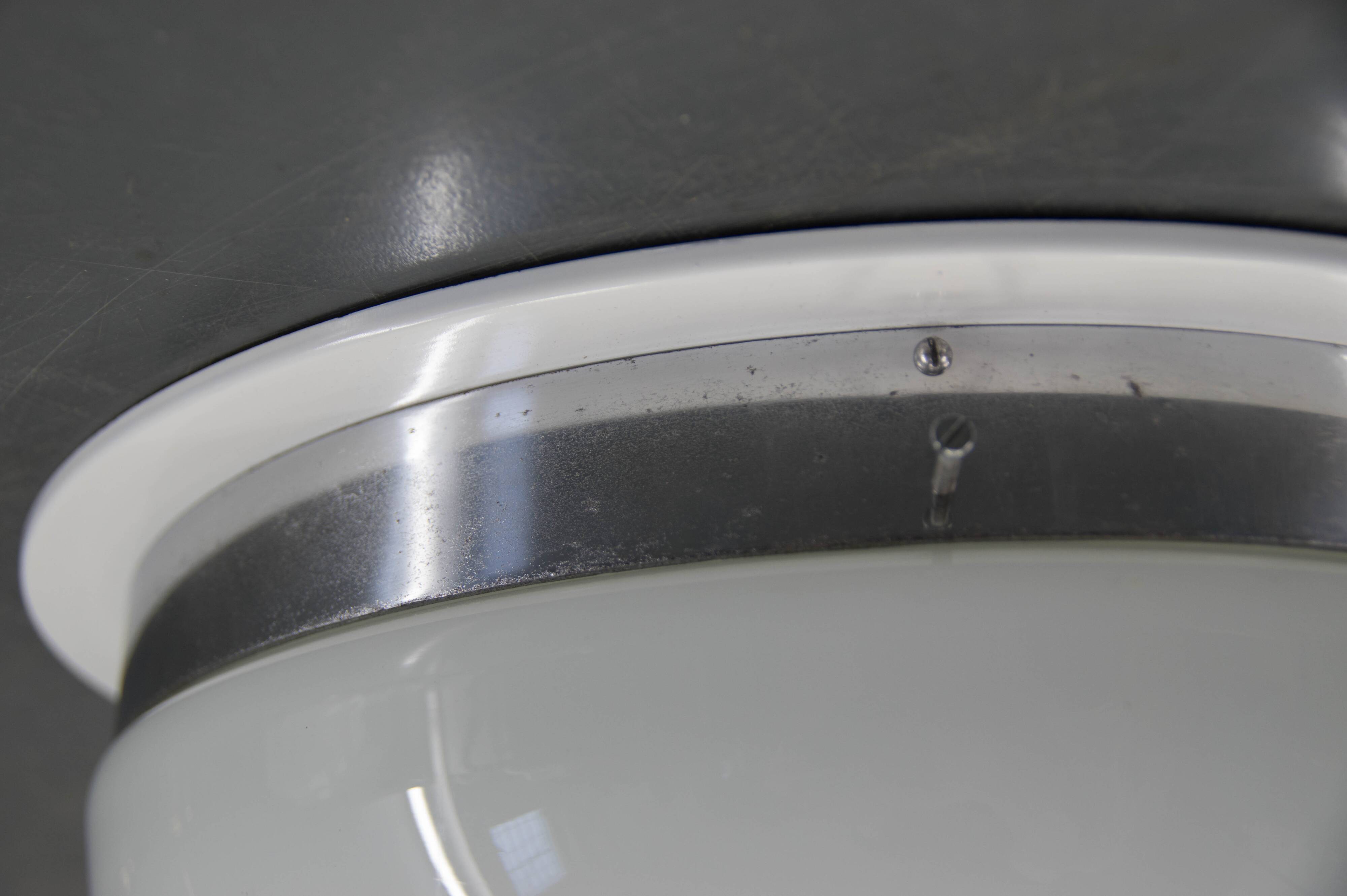 Big Bauhaus Chrome Flushmount or Wall Light, 1940s