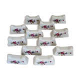 Set of 12 porcelain knife holders with flowers