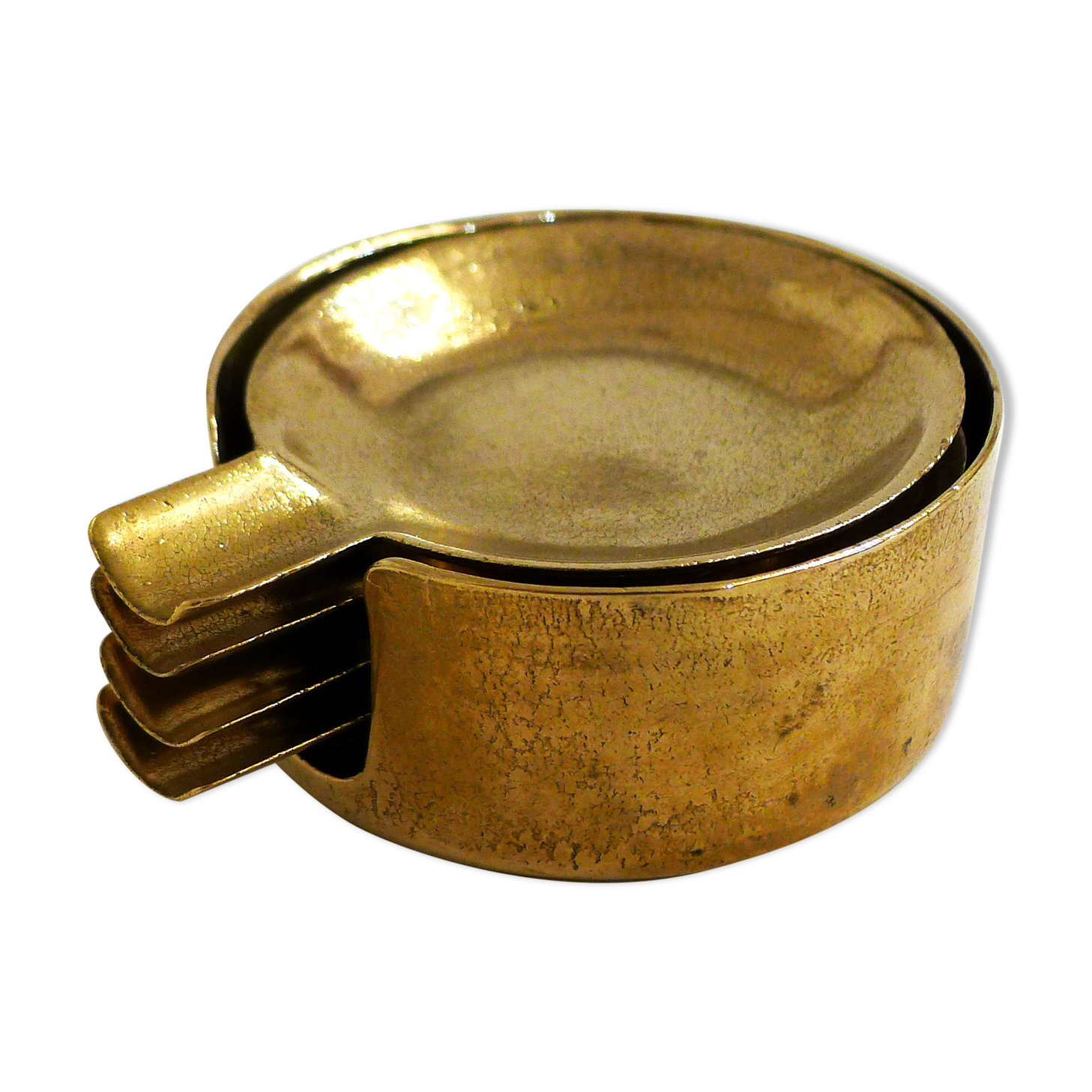 Set of 4 brass stackable ashtrays