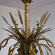 Lustre Hollywood Regency 8 bras dorés avec oreilles de blé, 1970