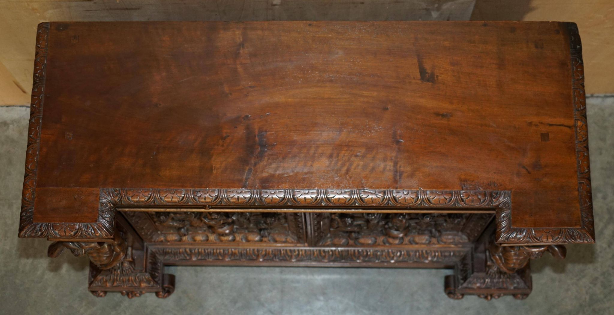 French walnut buffet sideboard, decorated, circa 1850.