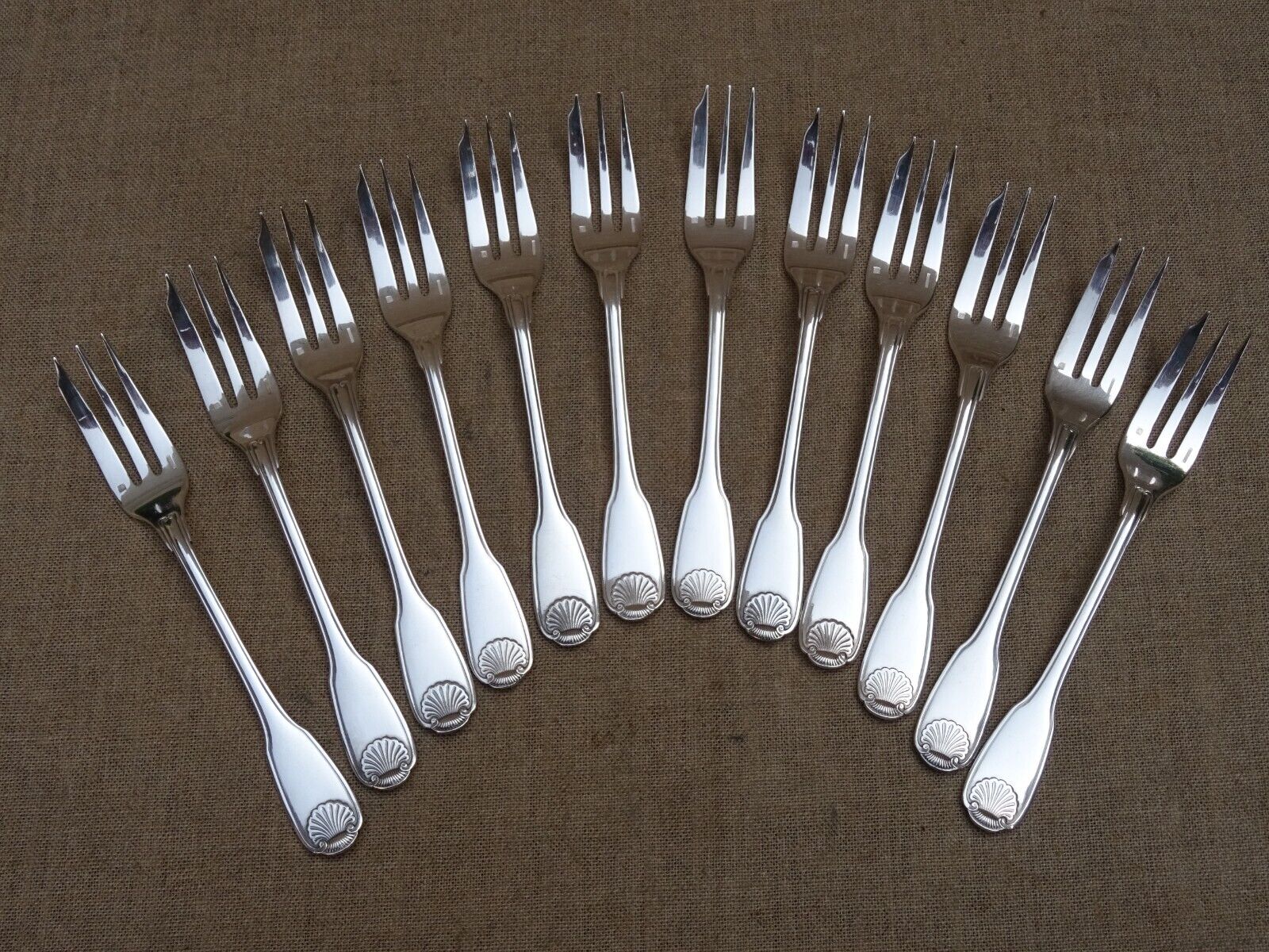 Christofle 12 cake forks silver metal model Vendome