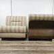 Fauteuils italiens du milieu du siècle en bois et tissu