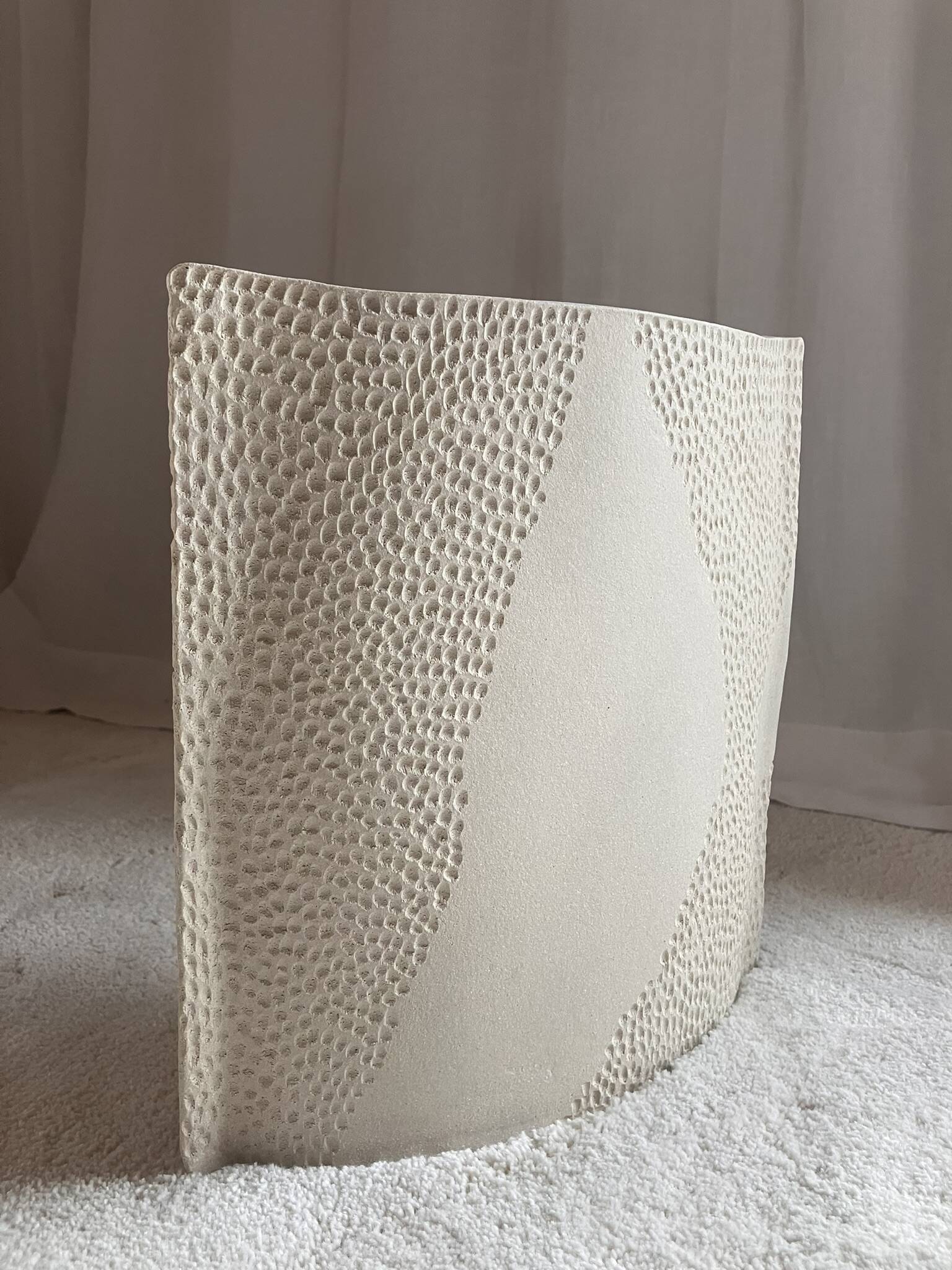 XL square ceramic vase with texture