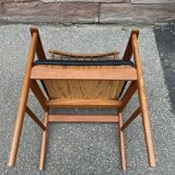 Scandinavian office armchair Swedish vintage 1960-70 teak & imitation leather