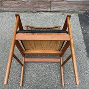 Scandinavian office armchair Swedish vintage 1960-70 teak & imitation leather