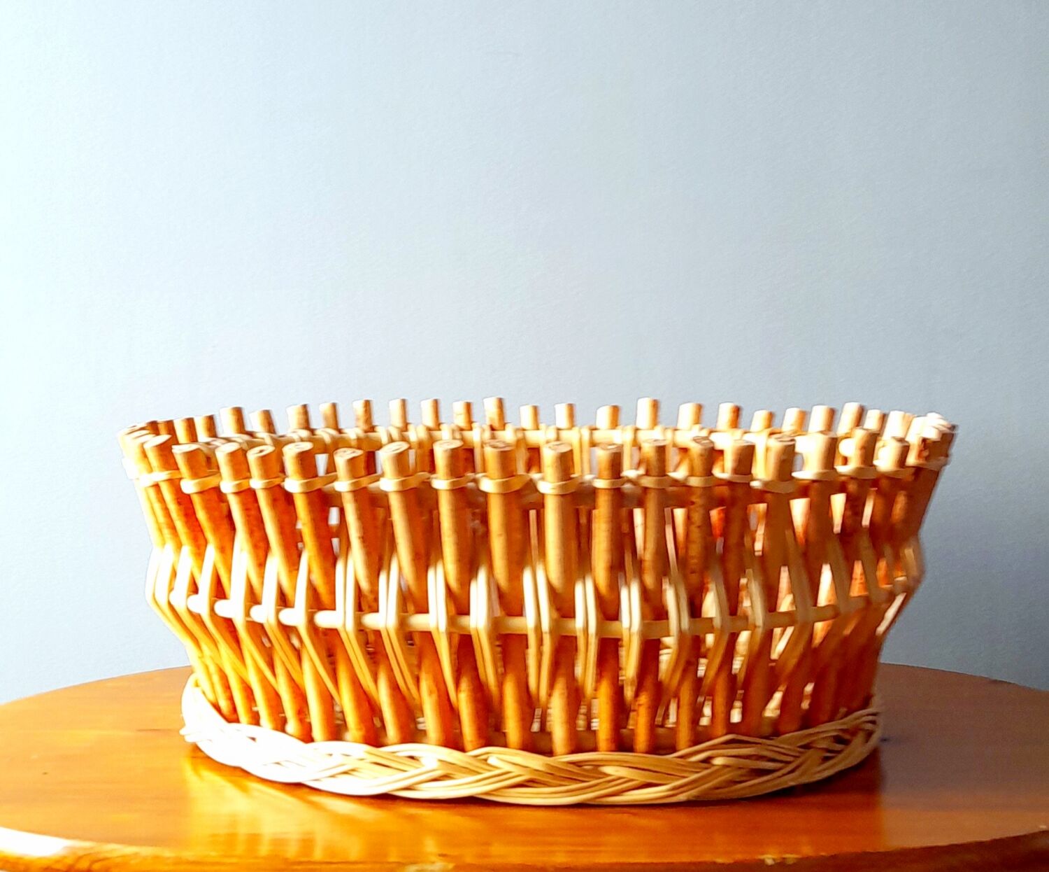 Rattan and bamboo planter 60s