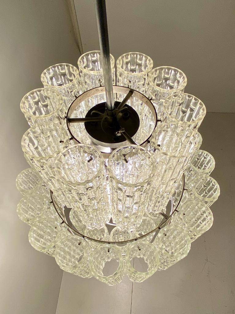 Vintage Murano chandelier, 38 cortex glasses, Italy 1960's
