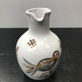 Former ceramic pitcher white decor birds painted