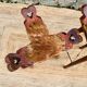 Set of 2 vintage high stools in cowhide and wood
