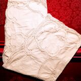 Old cotton tablecloth, lace and embroidery 160 x 240