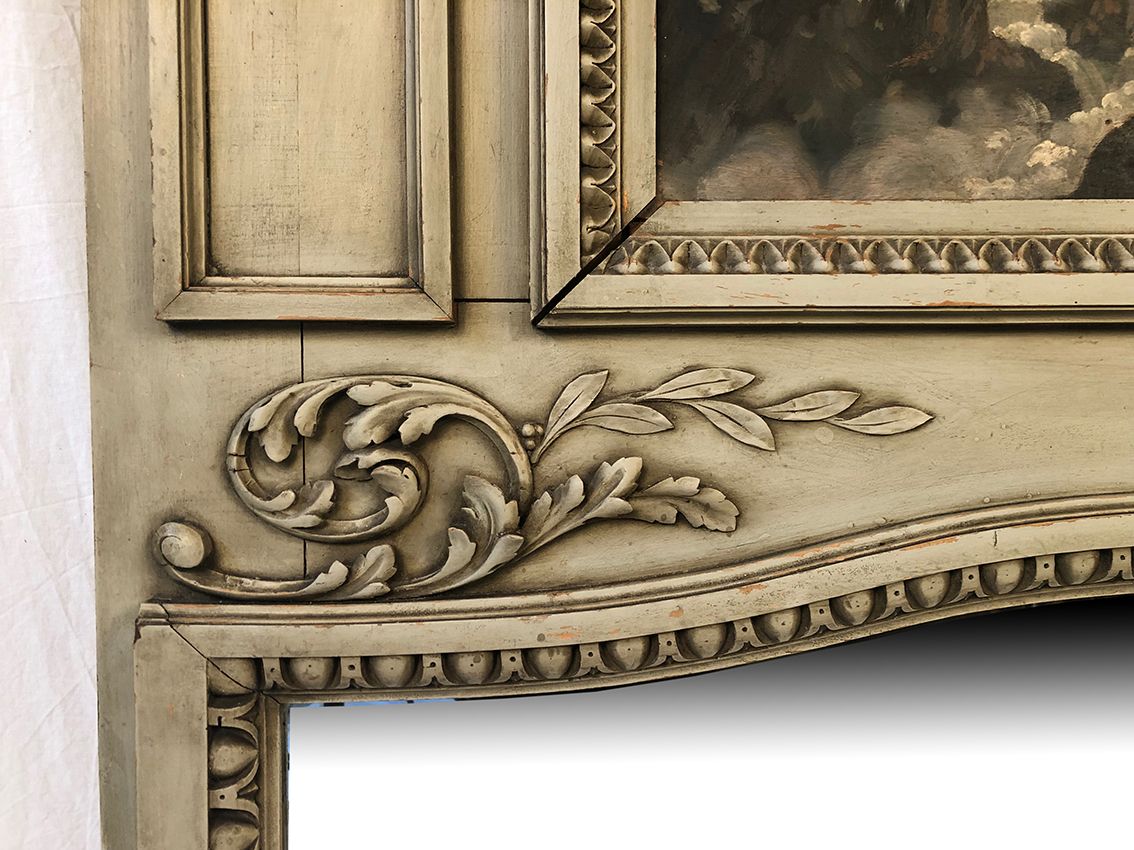 Louis XVI style trumeau in 19th century lacquered wood 196x172cm