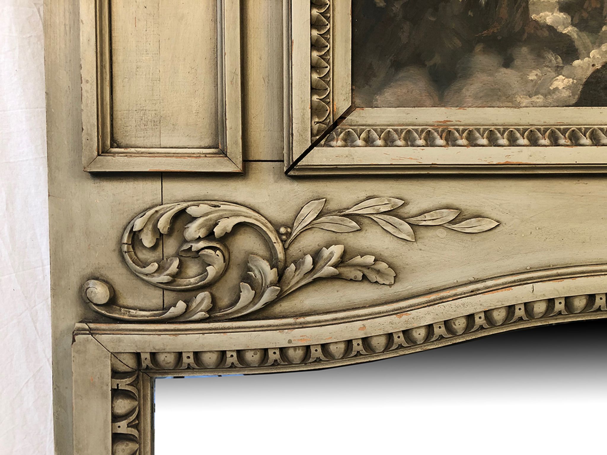Louis XVI style trumeau in 19th century lacquered wood 196x172cm