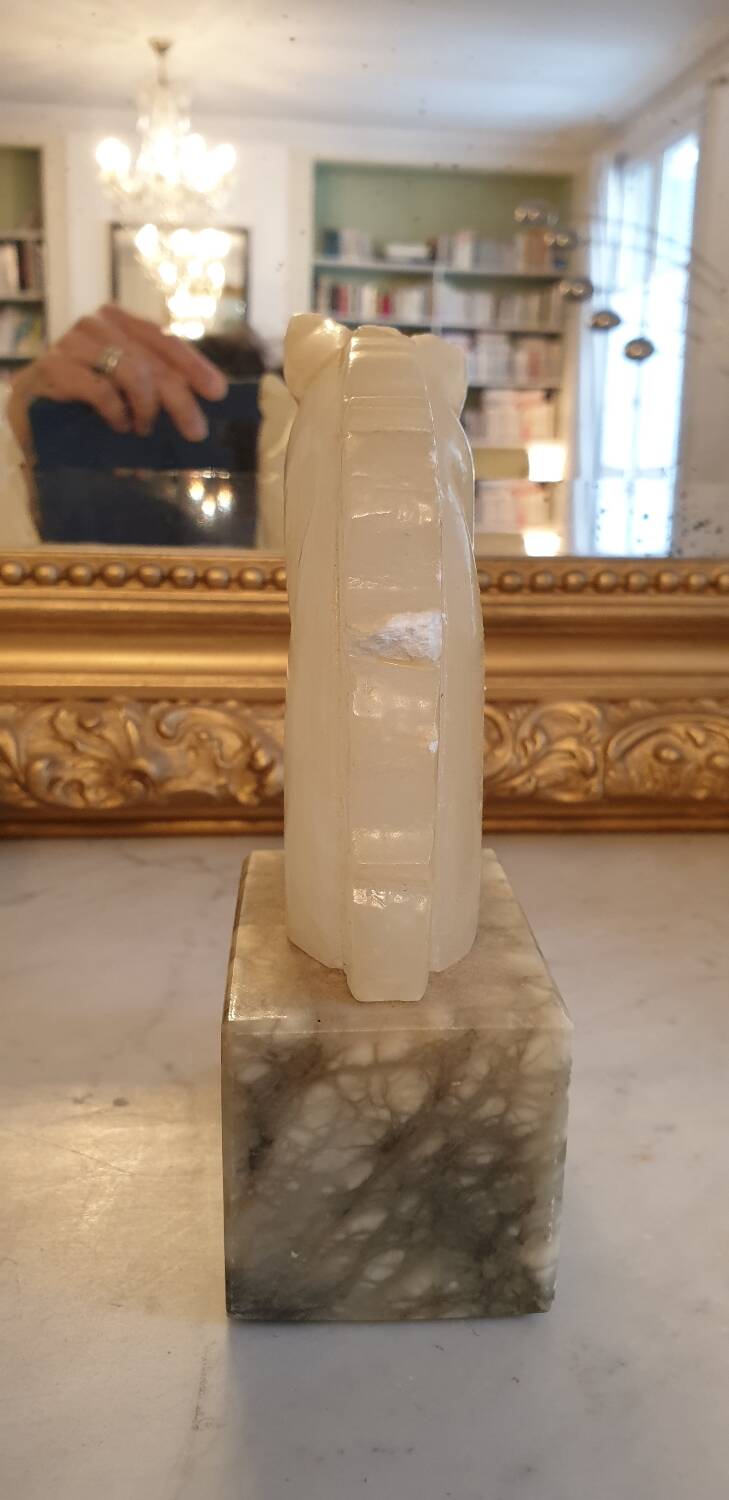 Horse head bookend in onyx and marble