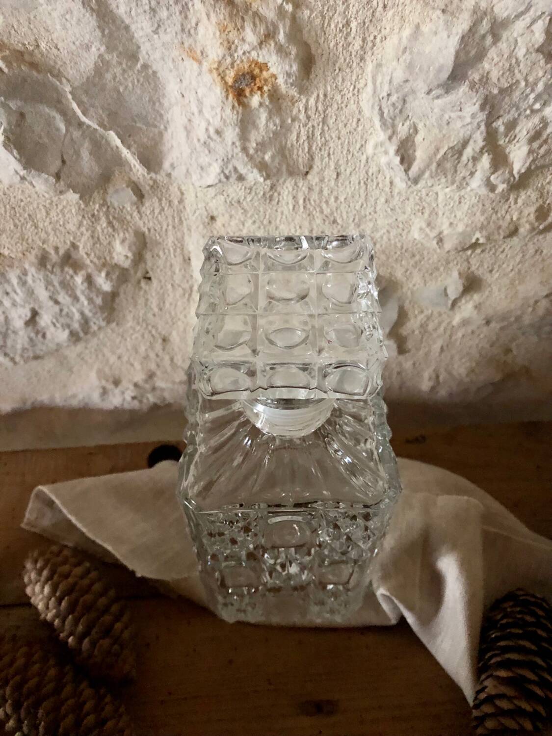 Large ornate glass carafe