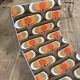 1970 orange pattern / chaise longue / vintage camp bed in metal and fabric
