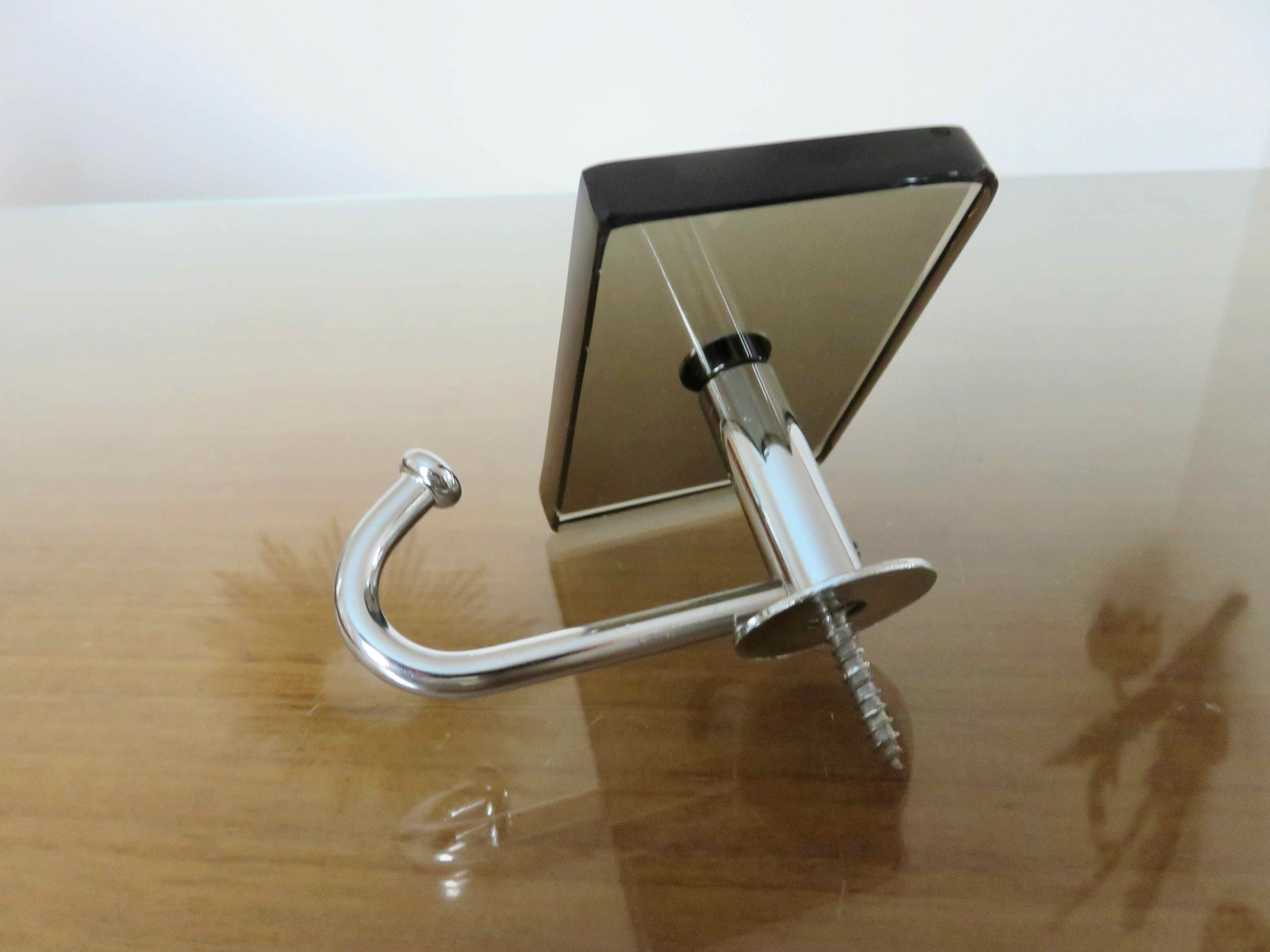 Chrome metal hook and smoked glass 70s