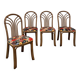 Set of 4 Rausch Rattan Curved Rattan Chairs - Floral Velvet Seats