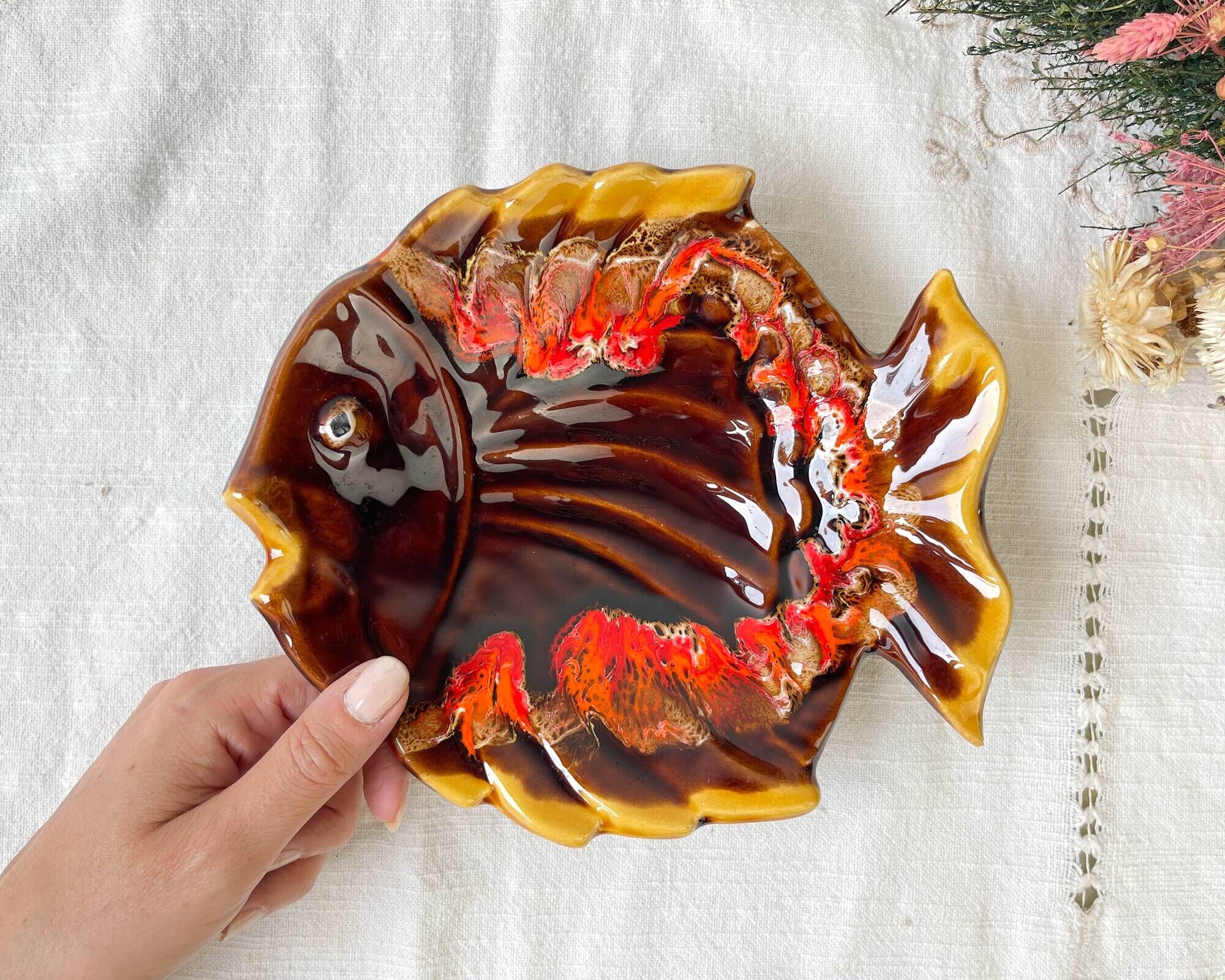 Small vintage ceramic fish dish VALLAURIS 1950/60