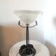 Vintage lamp frosted basin foot with floral decoration design 60s - 70s
