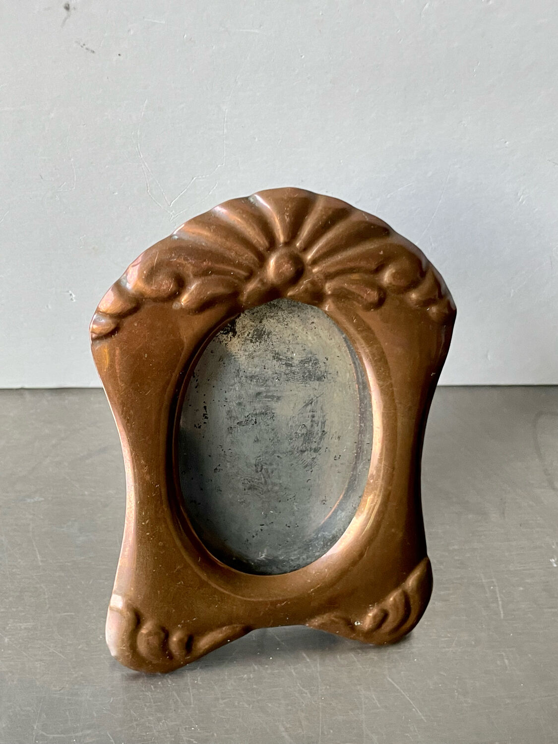 Antique art nouveau copper metal photo frame  hammered copper  frame measurements 12 cm x 9 cm