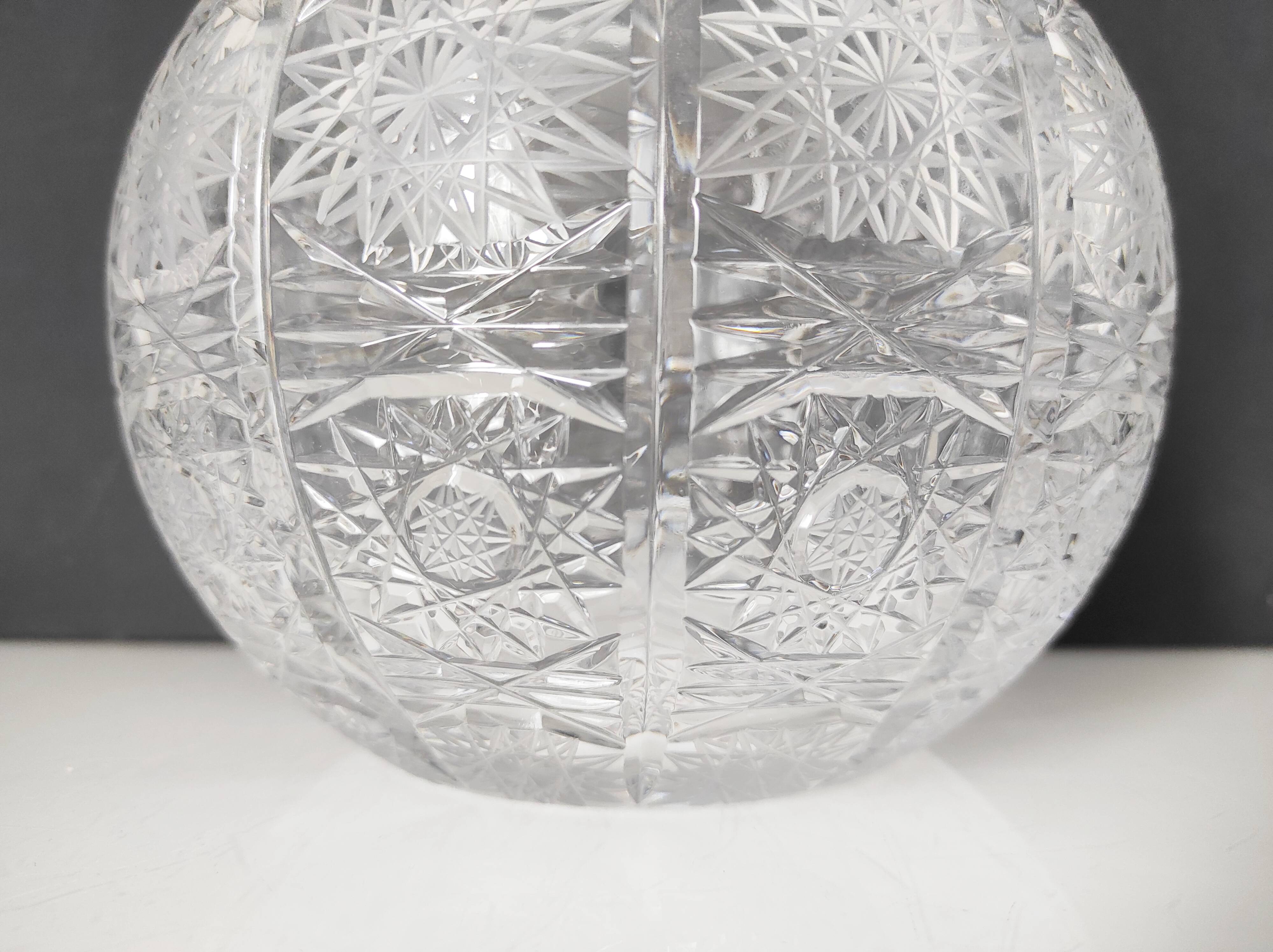 Cut crystal ball vase