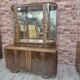 Restored Art Deco Walnut Display Cabinet with Engraved Glass Slats - 1930s