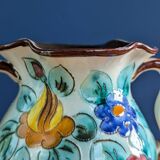 Handled vase with multicolored floral decoration, Cerart Monaco, numbered 12.5cm